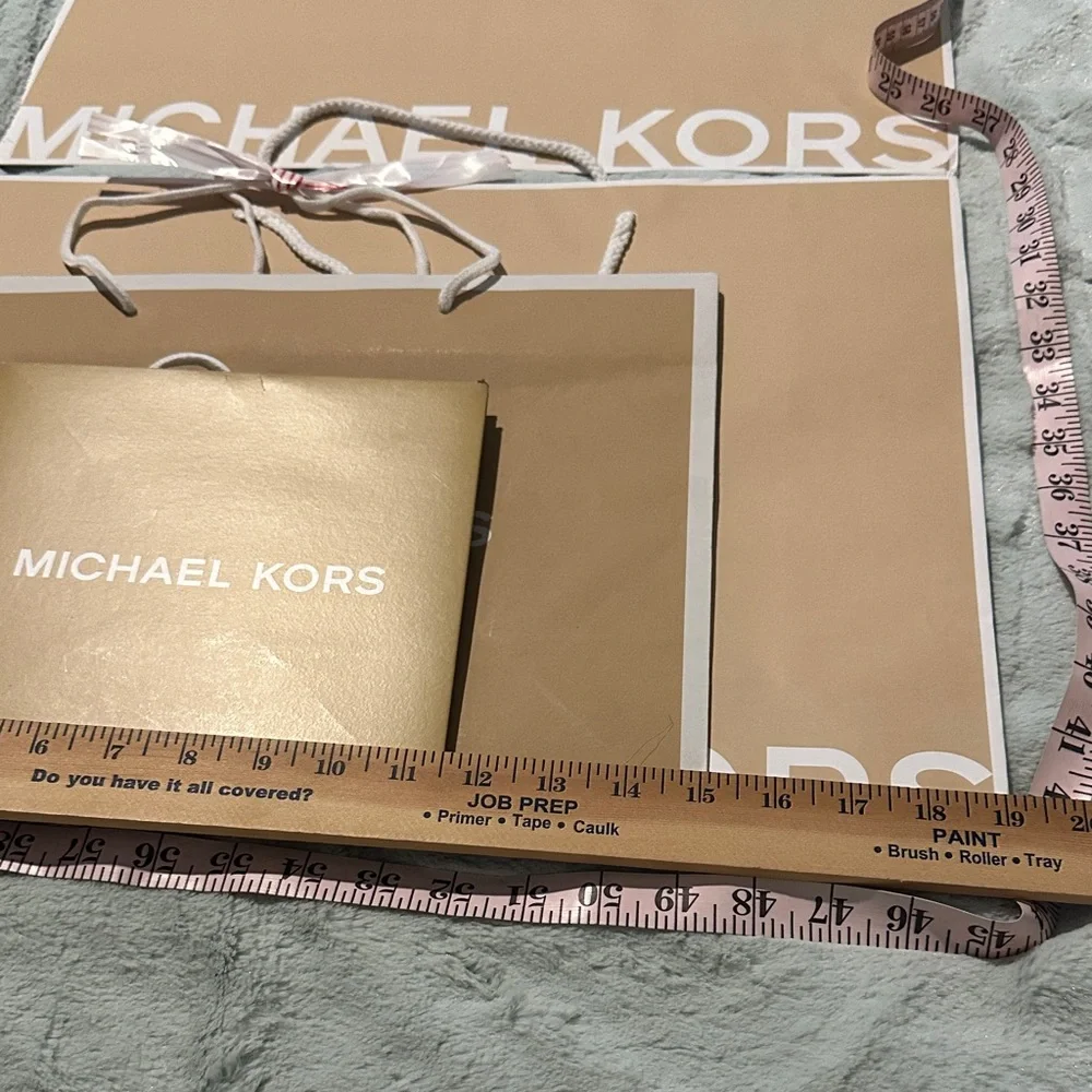 6 Michael Kors Beige and White Bags & One Box